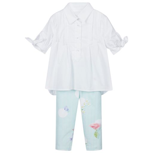 Lapin House-White & Green Leggings Set | Childrensalon Outlet