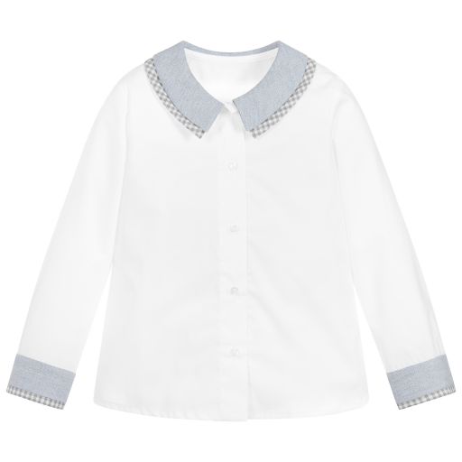 Lapin House-Блузка из хлопка белого и серого цвета | Childrensalon Outlet