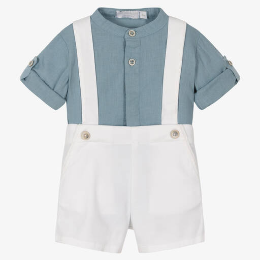 Laranjinha-Голубая рубашка и белые шорты | Childrensalon Outlet