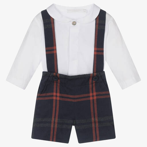 Chic by Laranjinha-طقم شورت وتوب قطن لون كحلي وأبيض للمواليد | Childrensalon Outlet