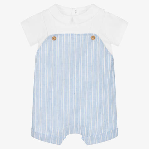 Laranjinha-Baby Boys Blue & White Striped Shortie | Childrensalon Outlet