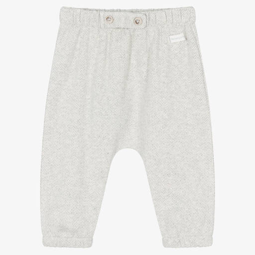 Laranjinha-Baby Boys Grey Herringbone Cotton Trousers | Childrensalon Outlet