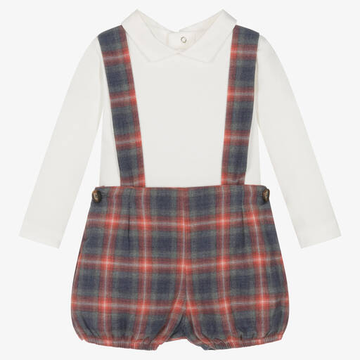 Chic by Laranjinha-طقم شورت قطن لون عاجي وأحمر للمواليد | Childrensalon Outlet