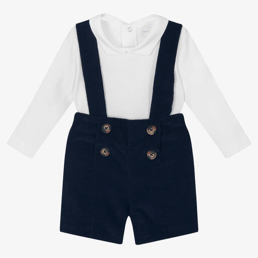 Laranjinha-Baumwoll-Top & Shorts Set Weiß/Blau | Childrensalon Outlet