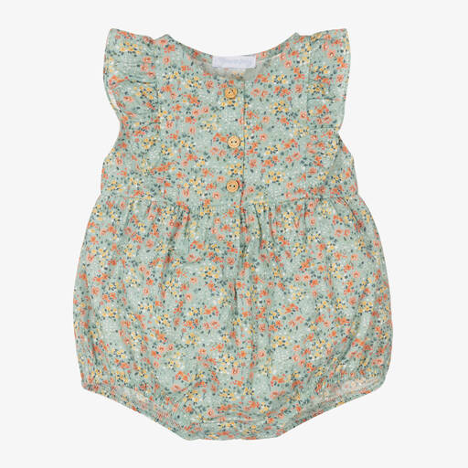 Laranjinha-Baby Girls Aqua Green Floral Print Shortie | Childrensalon Outlet