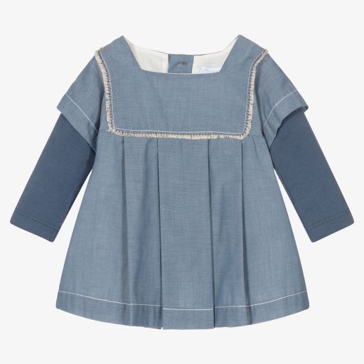 Laranjinha-Baby Girls Blue Chambray Dress | Childrensalon Outlet