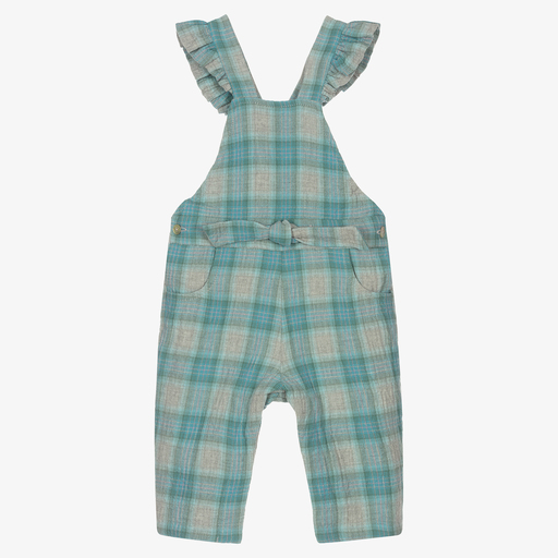 Laranjinha-Baby Girls Grey Check Dungarees | Childrensalon Outlet