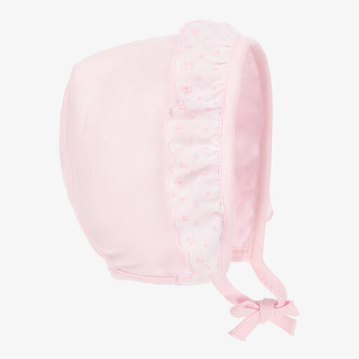 Laranjinha-Baby Girls Pale Pink Cotton Bonnet | Childrensalon Outlet