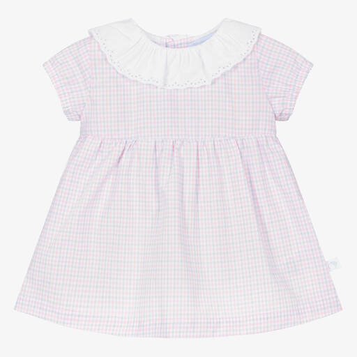 Laranjinha-Baby Girls Pink Cotton Checked Dress | Childrensalon Outlet
