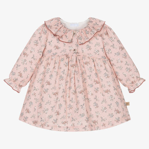 Laranjinha-Baby Girls Pink Floral Cotton Dress | Childrensalon Outlet