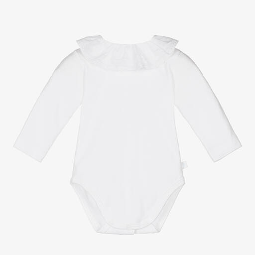 Laranjinha-Baby Girls White Cotton Bodysuit | Childrensalon Outlet