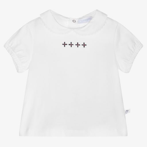 Laranjinha-Baby Girls White Cotton Top | Childrensalon Outlet