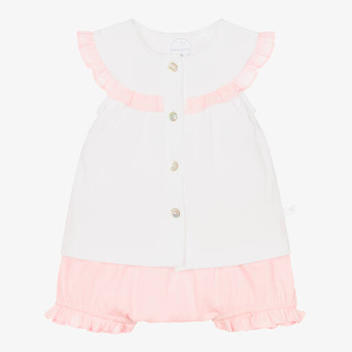 Laranjinha-Baby-Top & Shorts Set in Weiß/Rosa | Childrensalon Outlet