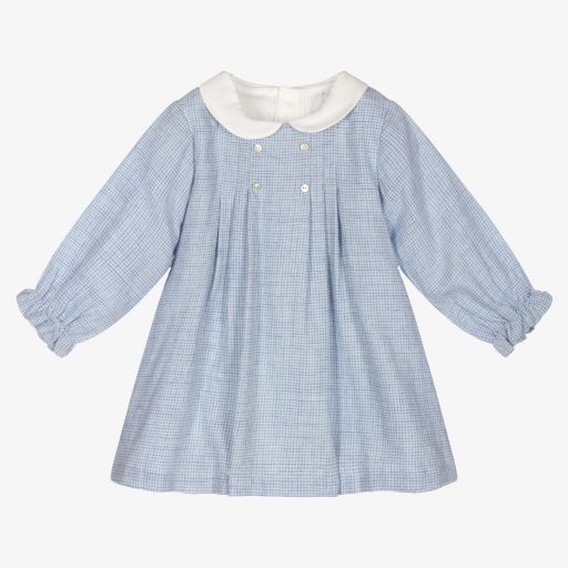 Laranjinha-Blue Check Cotton Baby Dress | Childrensalon Outlet