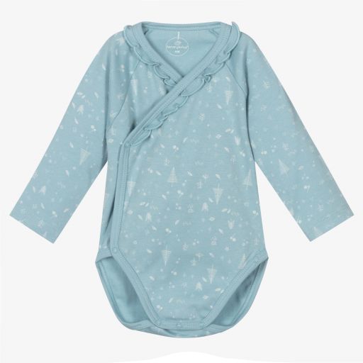 Laranjinha-Blue Cotton Ruffle Bodysuit | Childrensalon Outlet