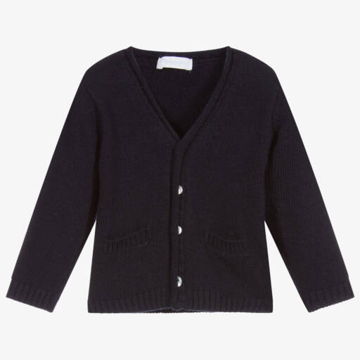 Laranjinha-Blue Knitted Wool Cardigan | Childrensalon Outlet