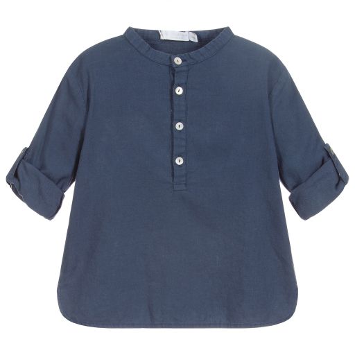 Chic by Laranjinha-قميص قطن و كتّان لون كحلي | Childrensalon Outlet
