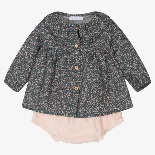 Laranjinha-Blue & Pink Floral Shorts Set | Childrensalon Outlet
