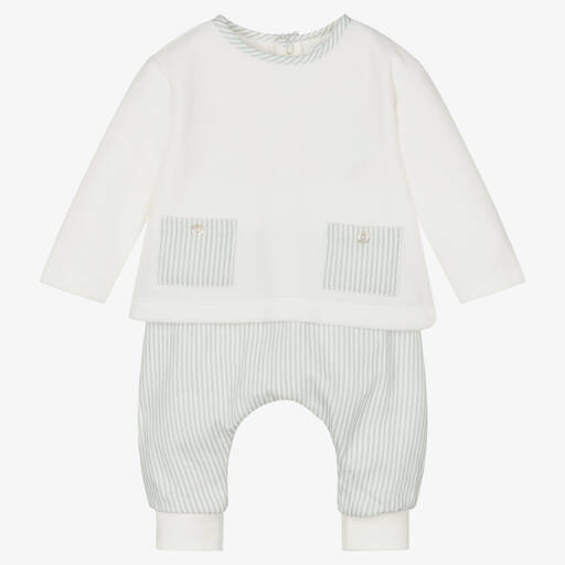 Laranjinha-Blue Striped Baby Trouser Set | Childrensalon Outlet