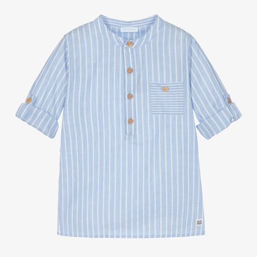 Laranjinha-Blue & White Stripe Shirt | Childrensalon Outlet