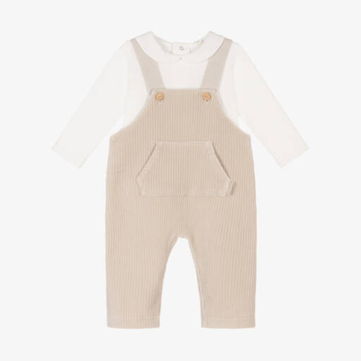 Laranjinha-Boys Beige Corduroy Dungaree Outfit | Childrensalon Outlet