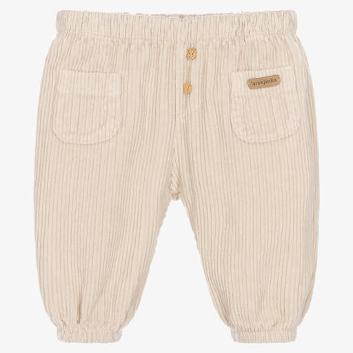 Laranjinha-Boys Beige Corduroy Trousers  | Childrensalon Outlet