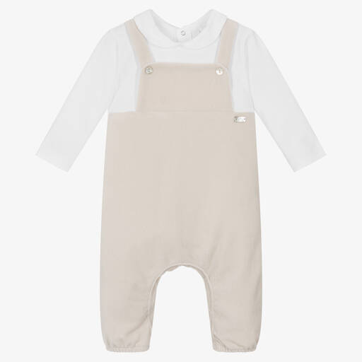 Laranjinha-Strampler Beige/Weiß für Jungen | Childrensalon Outlet