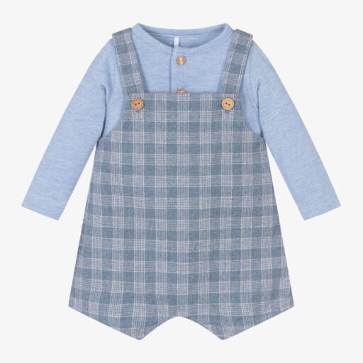 Laranjinha-Boys Blue Cotton Check Playsuit | Childrensalon Outlet