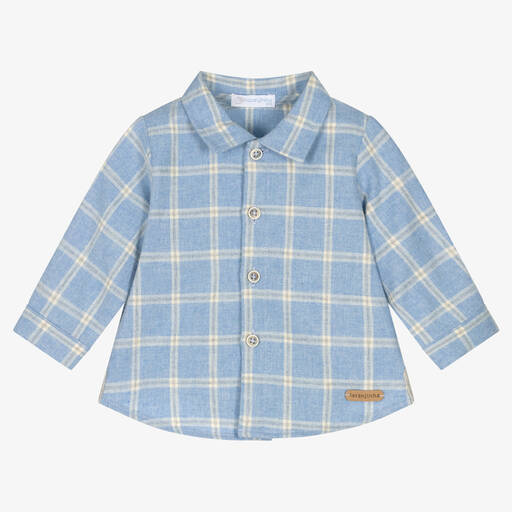 Laranjinha-قميص قطن كاروهات لون أزرق أطفال ولادي | Childrensalon Outlet