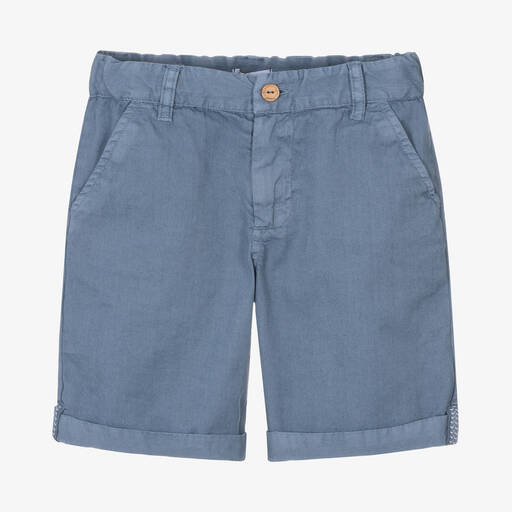 Laranjinha-Boys Blue Cotton Chinos Shorts | Childrensalon Outlet