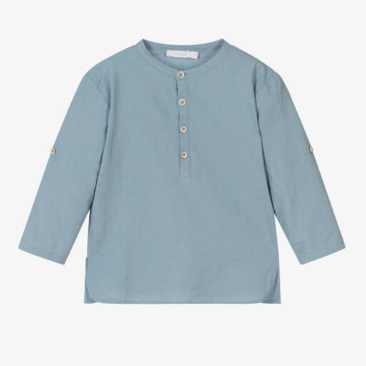 Laranjinha-Голубая полурубашка из хлопка и льна | Childrensalon Outlet