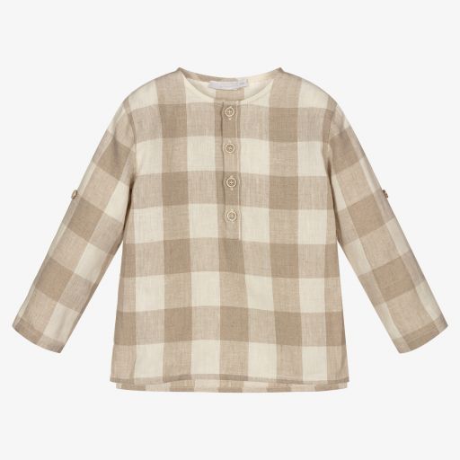 Chic by Laranjinha-Boys Checked Linen Shirt | Childrensalon Outlet