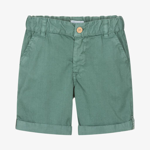 Laranjinha-Boys Green Cotton Chino Shorts | Childrensalon Outlet