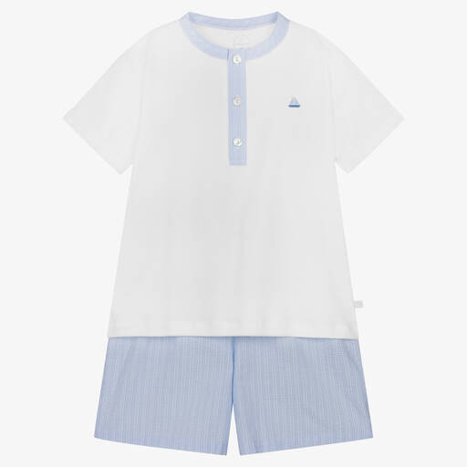 Laranjinha-Baumwoll-Schlafanzug hellblau/weiß | Childrensalon Outlet