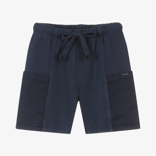 Laranjinha-Boys Navy Blue Cotton Jersey Shorts | Childrensalon Outlet