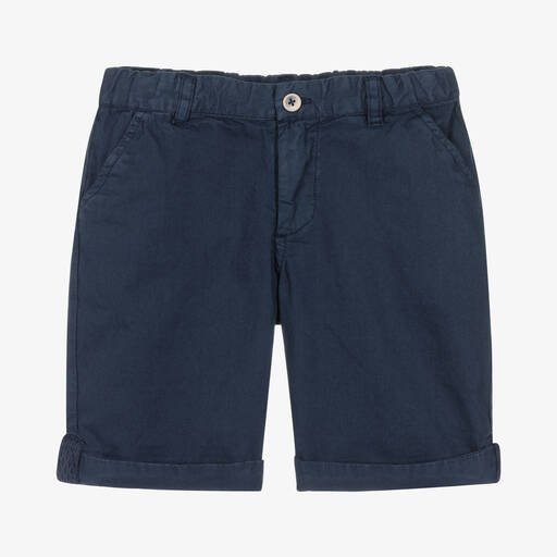 Laranjinha-Boys Navy Blue Cotton Shorts | Childrensalon Outlet