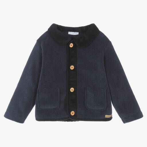 Laranjinha-Boys Navy Blue Fleece Jacket | Childrensalon Outlet