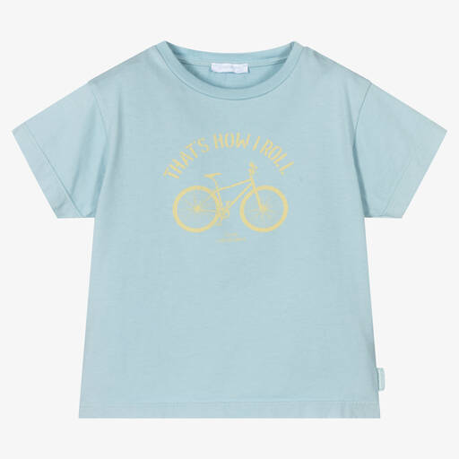 Laranjinha-Boys Pale Blue Cotton T-Shirt | Childrensalon Outlet