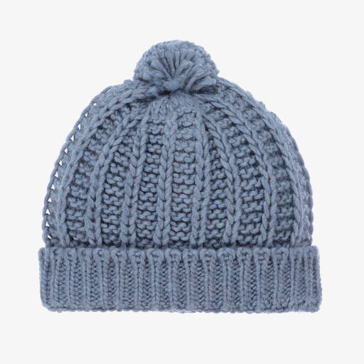 Laranjinha-Boys Slate Blue Knitted Hat | Childrensalon Outlet