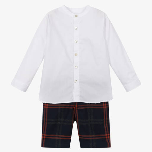 Chic by Laranjinha-طقم شورت قطن لون أبيض وكحلي للأولاد | Childrensalon Outlet