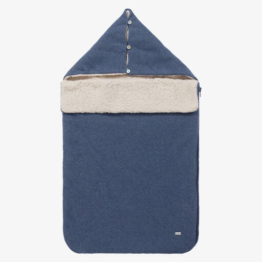 Laranjinha-Deep Blue Knitted Wool Baby Nest (75cm) | Childrensalon Outlet