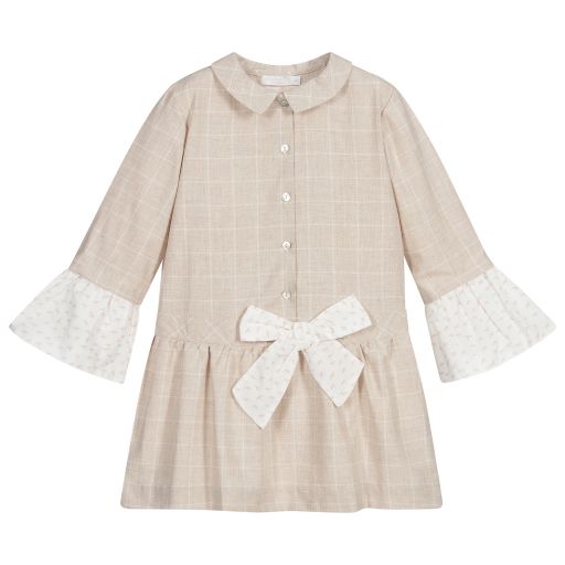 Laranjinha-Girls Beige Check Dress | Childrensalon Outlet