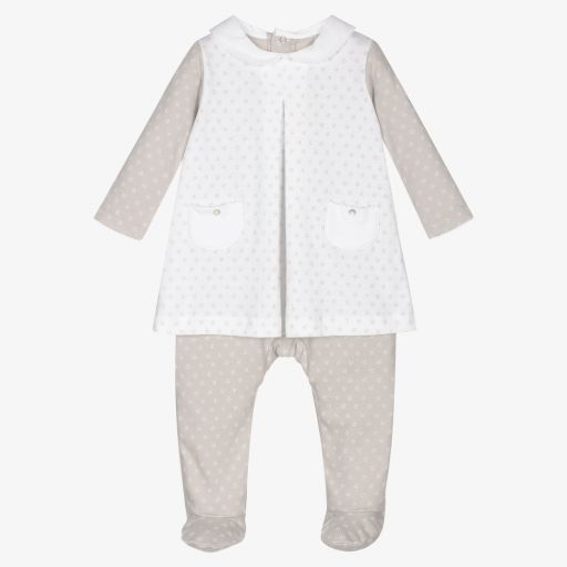 Laranjinha-Girls Beige Cotton Babygrow | Childrensalon Outlet