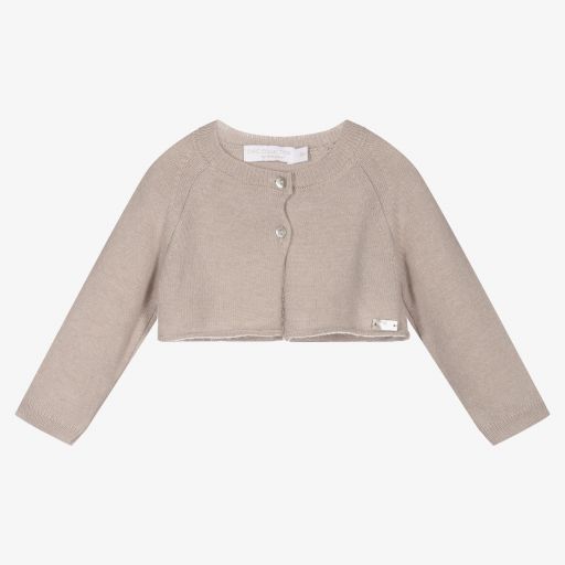 Laranjinha-Girls Beige Knitted Cardigan | Childrensalon Outlet