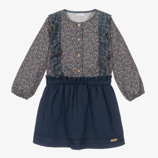 Laranjinha-Girls Blue Floral Skirt Set | Childrensalon Outlet