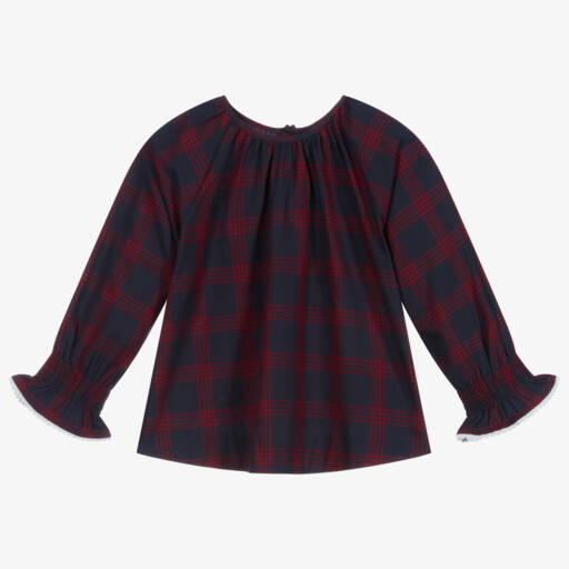 Laranjinha-Girls Blue & Red Check Blouse | Childrensalon Outlet