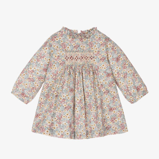 Laranjinha-فستان بتطريز سموك لون أزرق | Childrensalon Outlet