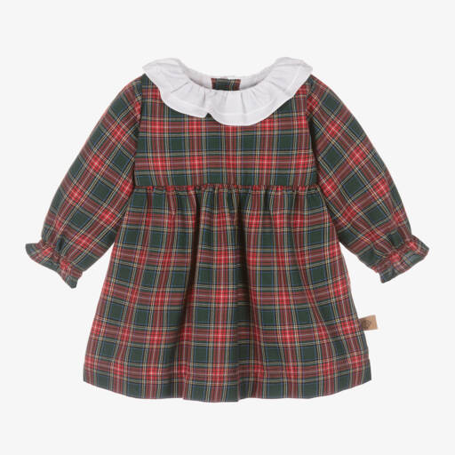 Laranjinha-Girls Green & Red Tartan Dress | Childrensalon Outlet