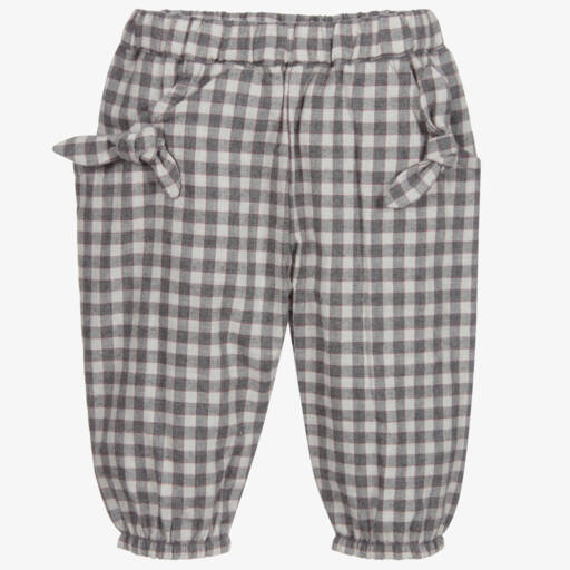 Laranjinha-Girls Grey Check Trousers | Childrensalon Outlet