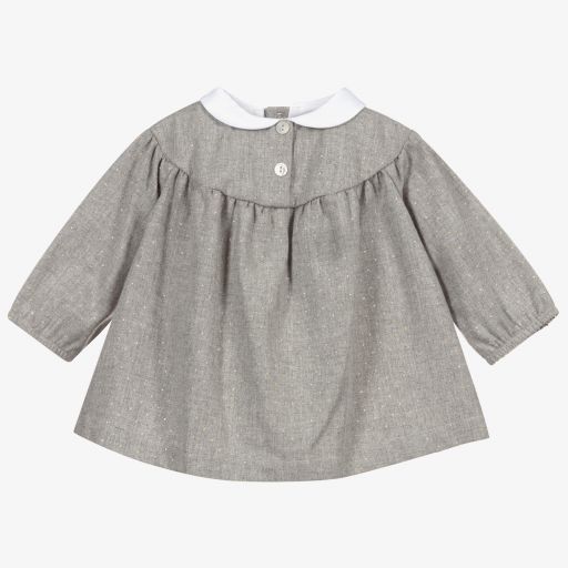 Laranjinha-Girls Grey Gold Spots Dress | Childrensalon Outlet